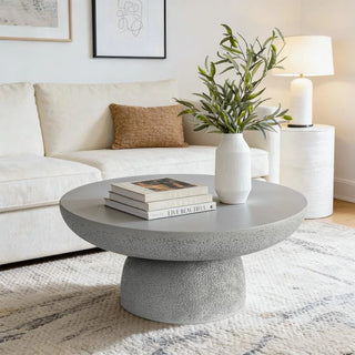 Grey Travertine Round Coffee Tables Accent Center Table