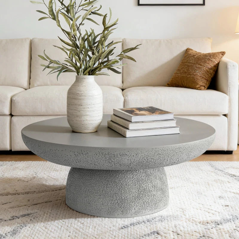Grey Travertine Round Coffee Tables Accent Center Table