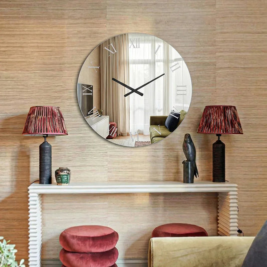 Round Mirrored Wall Clock With RGB Backlight