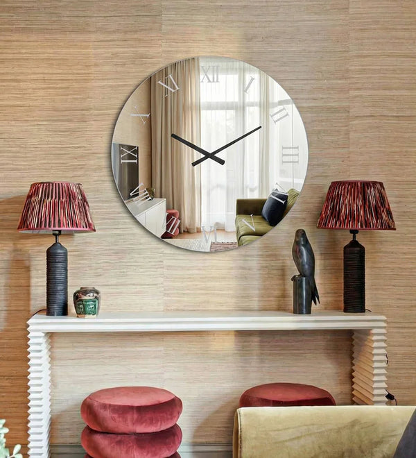 Round Mirrored Wall Clock With RGB Backlight