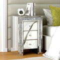 SHYFOY Crushed Diamond Mirrored Nightstand with 3 Drawers
