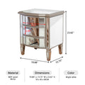 Accent Mirror Glass 3 Drawers Vintage Nightstand End Table