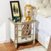 Accent Mirror Glass 3 Drawers Vintage Nightstand End Table