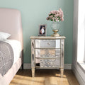 Accent Mirror Glass 3 Drawers Vintage Nightstand End Table