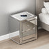 Nightstand Mirror Glass Top with Wireless Charging Station LED Light
