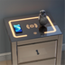 Nightstand Mirror Glass Top with Wireless Charging Station LED Light