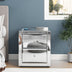Nightstand Mirror Glass Top with Wireless Charging Station LED Light
