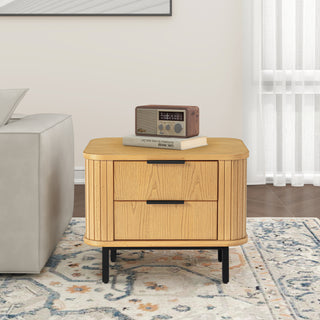 2-Drawer Nightstand Wood End Table