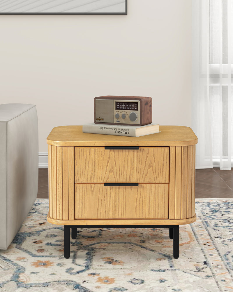 2-Drawer Nightstand Wood End Table
