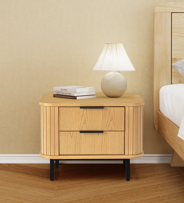 2-Drawer Nightstand Wood End Table