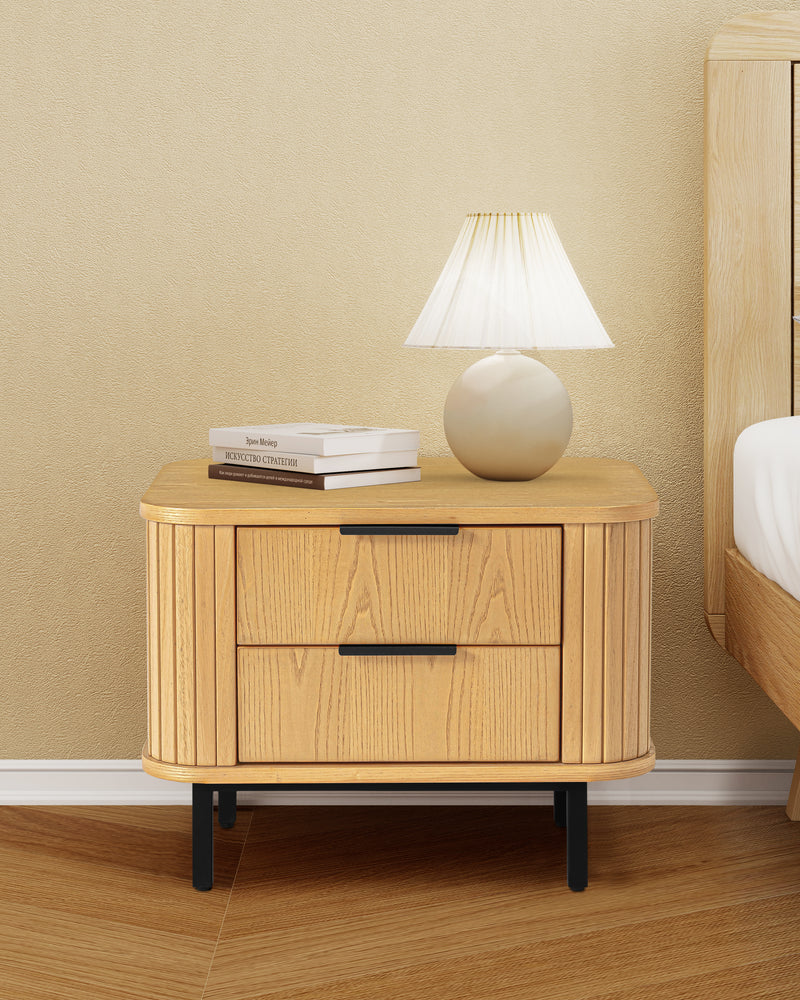 2-Drawer Nightstand Wood End Table