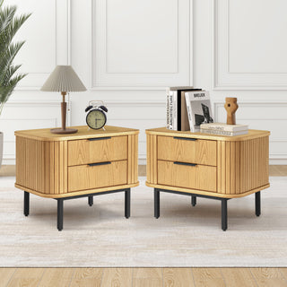 2-Drawer Nightstand Wood End Table