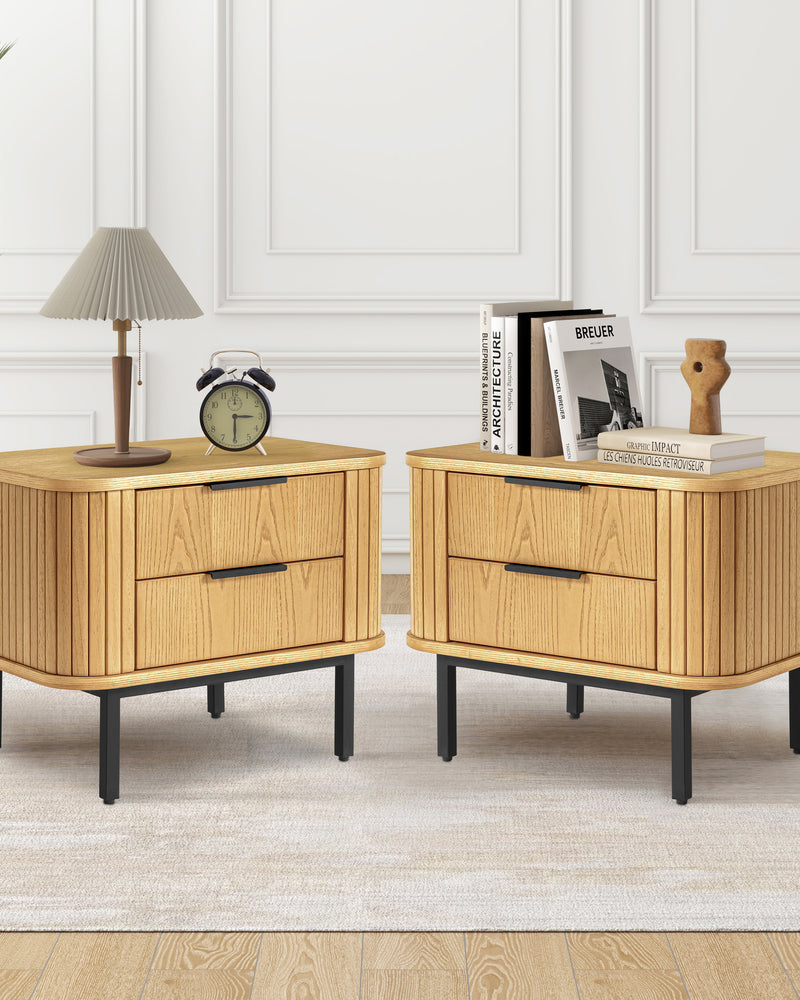 2-Drawer Nightstand Wood End Table