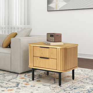 2-Drawer Nightstand Wood End Table