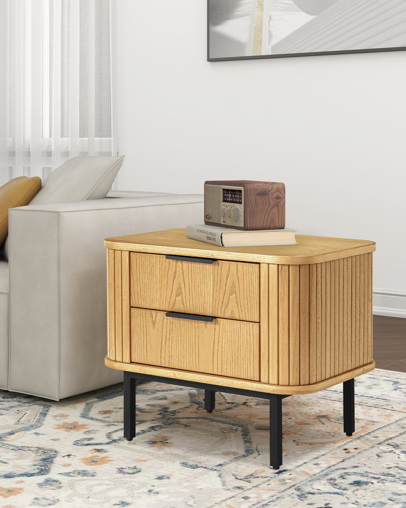 2-Drawer Nightstand Wood End Table