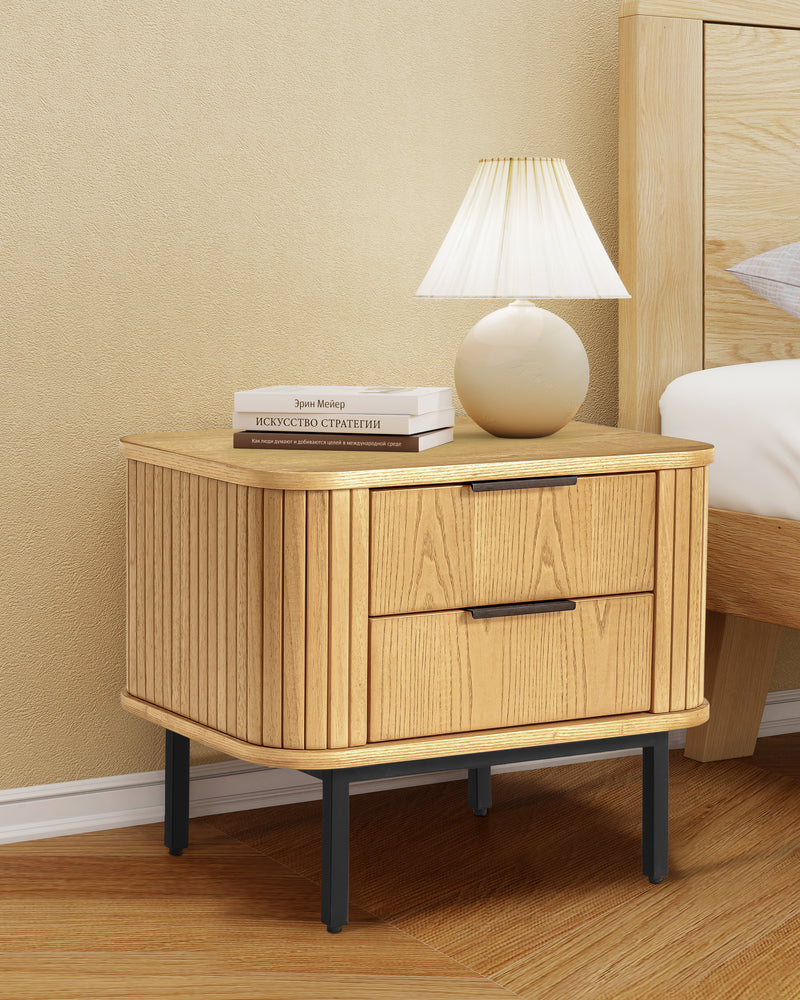 2-Drawer Nightstand Wood End Table