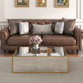 Rectangular Coffee Table, Mirrored Glass Center Table with Brushed Gold Frame