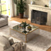 Mirrored Coffee Table, Rectangular Glass Dinning Table with Brushed Gold Frame