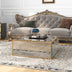 Mirrored Coffee Table, Rectangular Glass Dinning Table with Brushed Gold Frame