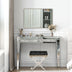 Mirrored Vanity Dresser with Drawers for Bedroom, Silver Make Up Table Inlay with Crushed Crystals