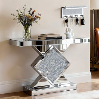 SHYFOY Crushed Diamond Mirrored Console Table