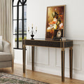 Antique Mirrored Console Table with Bronze-Toned Frame