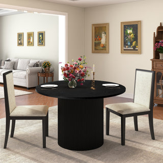 Black Round Fluted Pedestal Dining Table