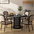 Round Metal Dining Table with Mesh Pedestal Base