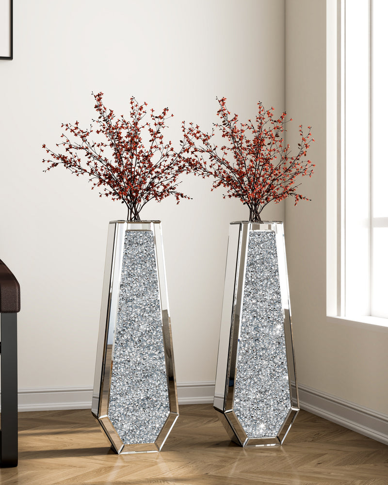 Large Silver Mirror Crystal Vases Crushed Diamond Tall Floor Vase