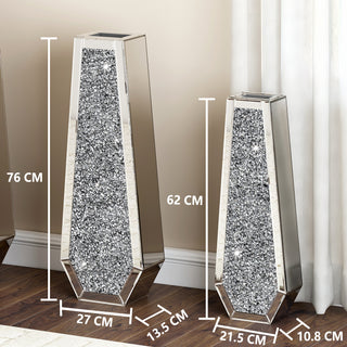 30" IN  Large Silver Mirror Crystal Vases Crushed Diamond Tall Floor Vase