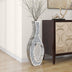 Moderne große Bodenvase mit Diamantsplittern, silber verspiegelte hohe Vasen