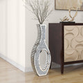 Modern Tall Crushed Diamond Floor Vase Silver Mirrored Tall Vases