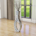 Modern Tall Crushed Diamond Floor Vase Silver Mirrored Tall Vases