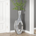 Modern Tall Crushed Diamond Floor Vase Silver Mirrored Tall Vases