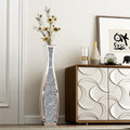 Crushed Diamond Floor Vase Silver Mirrored Tall Vases for Floor Large Crystal Decorative Glass Standing Vase