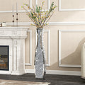 Crushed Diamond Floor Vase Silver Mirrored Tall Vases for Floor Large Crystal Decorative Glass Standing Vase