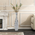 Crushed Diamond Floor Vase Silver Mirrored Tall Vases for Floor Large Crystal Decorative Glass Standing Vase