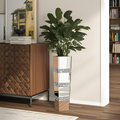 Mirrored Tall Floor Vase,  Large Crushed Diamond Floor Vase