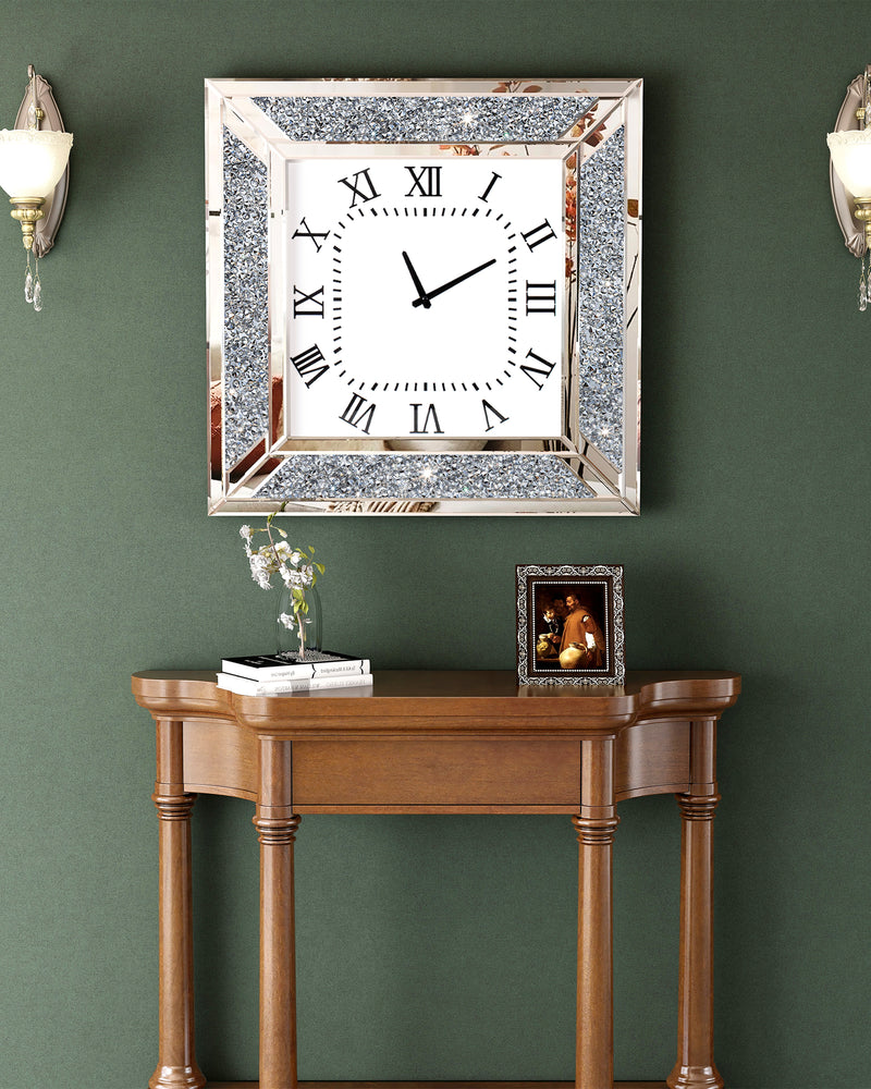 SHYFOY Crushed Diamond Inlay Mirrored Large Clock