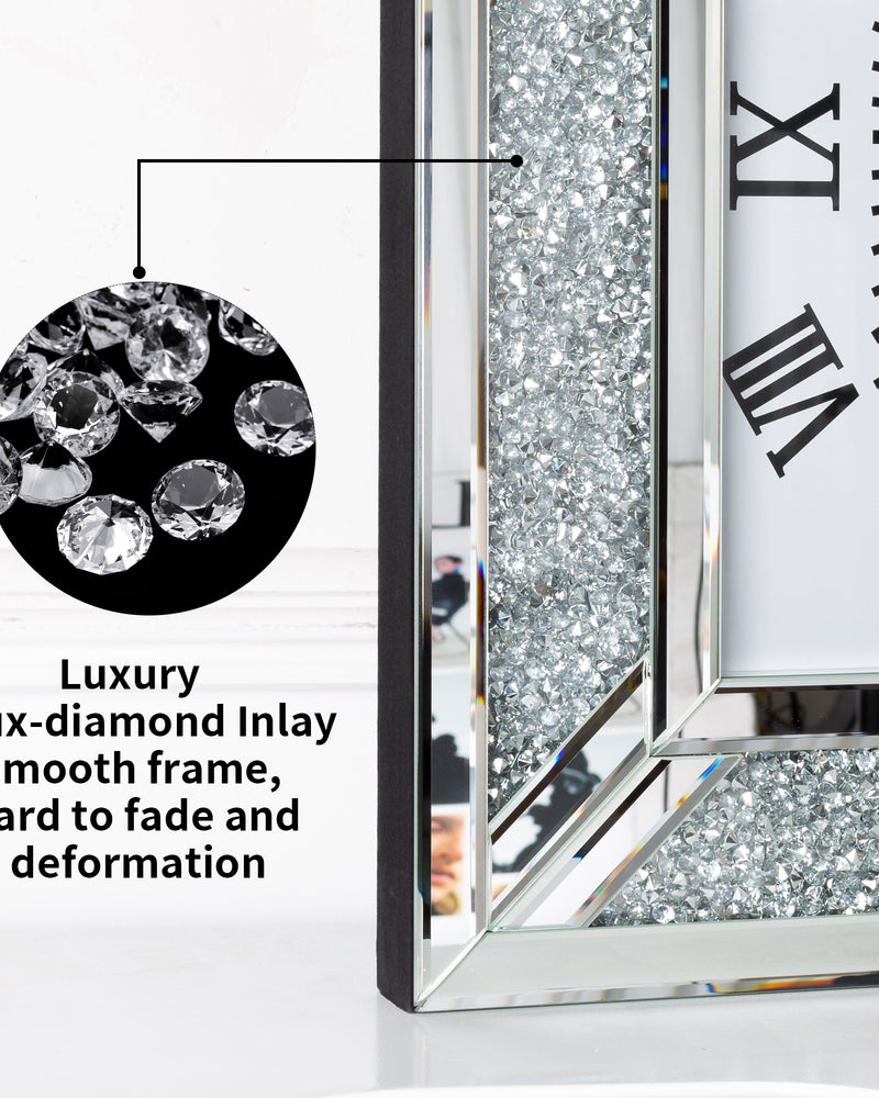 SHYFOY Crushed Diamond Inlay Mirrored Large Clock