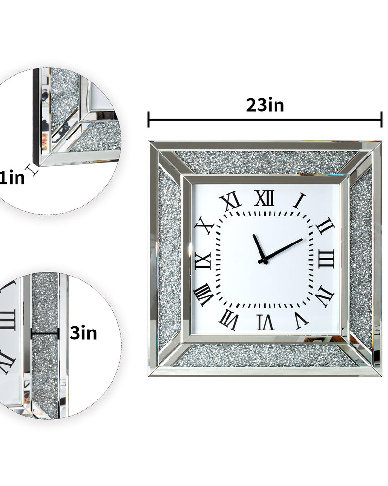 SHYFOY Crushed Diamond Inlay Mirrored Large Clock