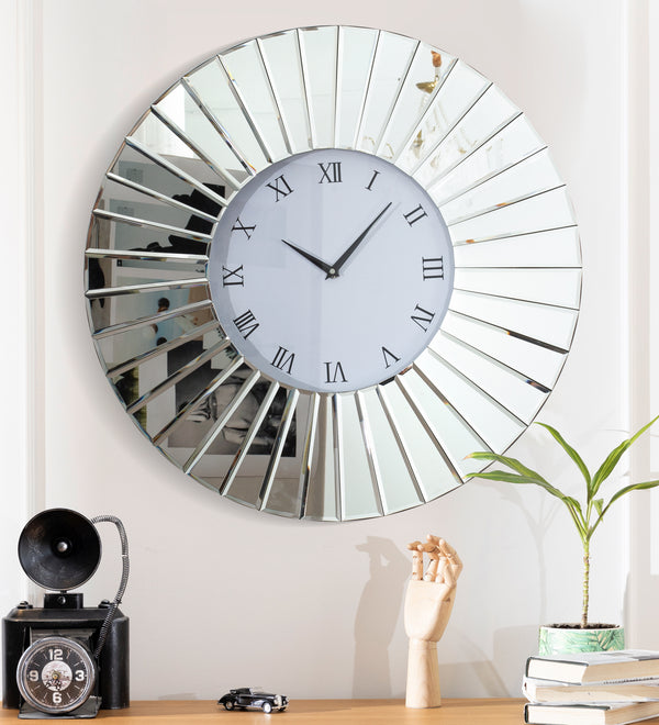 SHYFOY Modern Wall Clock Mirrored Finish Fan Frame