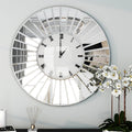 SHYFOYMirrored Wall Clocks Decor Sparkly Big Decorative Wall Clock