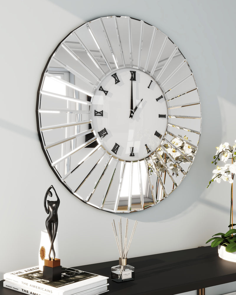 SHYFOY Modern Wall Clock Mirrored Finish Fan Frame