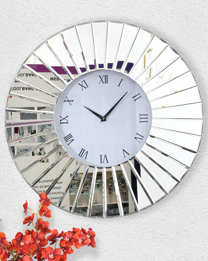 SHYFOY Modern Wall Clock Mirrored Finish Fan Frame