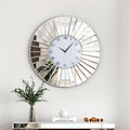 SHYFOYMirrored Wall Clocks Decor Sparkly Big Decorative Wall Clock