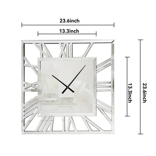 24" IN Large Wall Clocks Modern Mirrored Clock