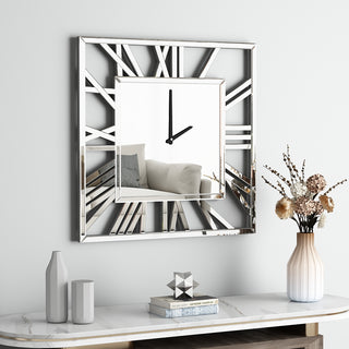 24" IN Large Wall Clocks Modern Mirrored Clock