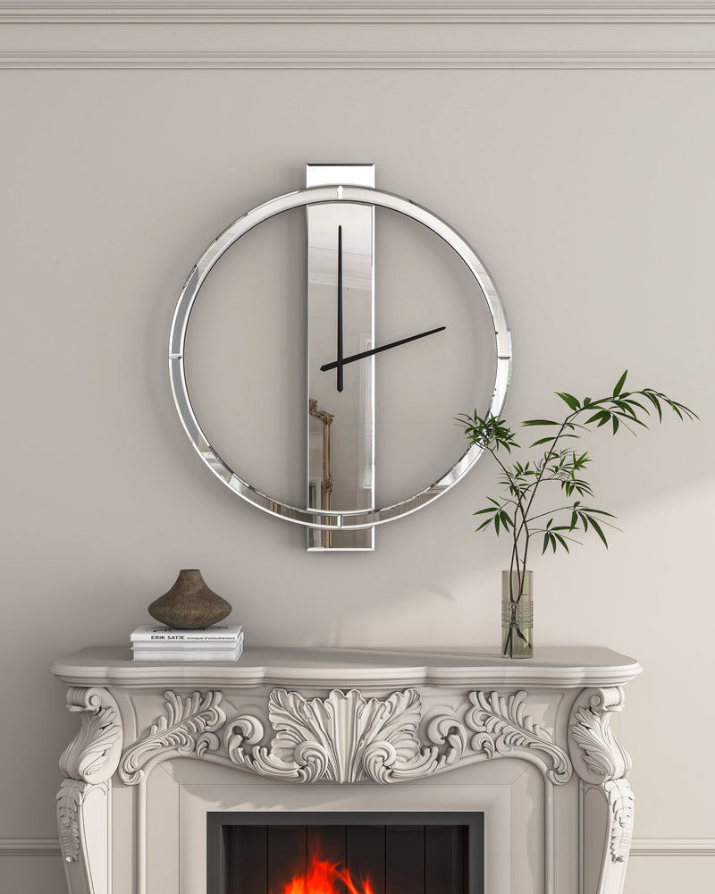 Wall Clock Decorative Large Clock Living Room Decor - Big Clocks All Mirror Glass Finish