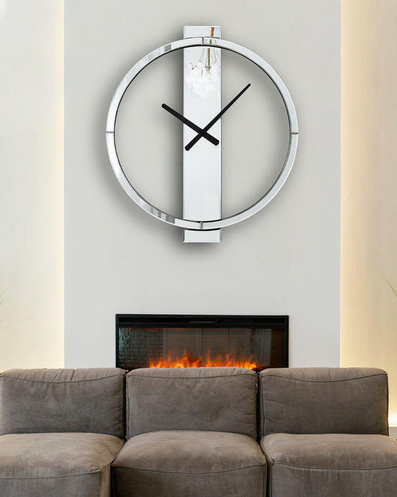 Wall Clock Decorative Large Clock Living Room Decor - Big Clocks All Mirror Glass Finish